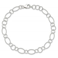 Sterling Silver Fancy Link Anklet view 5