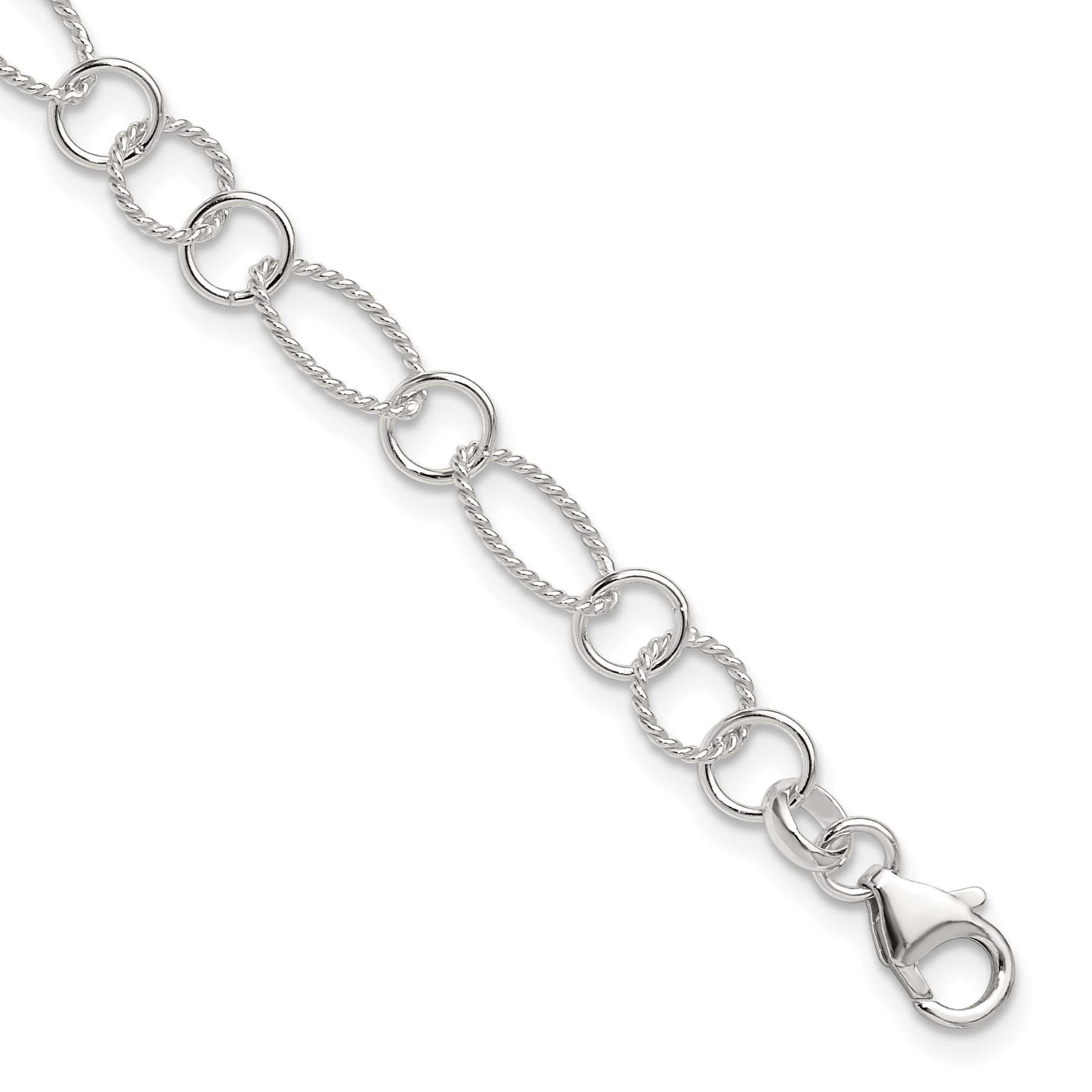 Sterling Silver Fancy Link Anklet (QG1371-10)