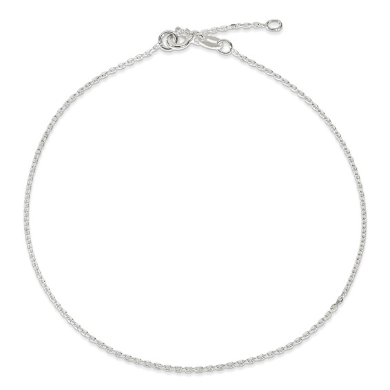 Sterling Silver 1mm Cable Chain 9 inch Plus 1 inch Extender - Total 10 inch Anklet