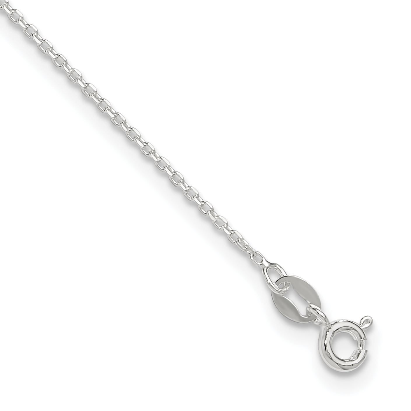Sterling Silver 1mm Diamond-cut 9in Plus 1in ext. Anklet (QG1374-10)