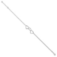 Sterling Silver Interlocking Hearts Plus 1 Inch Extender - Total 9 Inch Anklet - 8in view 2
