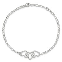 Sterling Silver Interlocking Hearts Plus 1 Inch Extender - Total 9 Inch Anklet - 8in view 5
