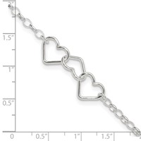 Sterling Silver Interlocking Hearts Plus 1 Inch Extender - Total 9 Inch Anklet - 8in view 4