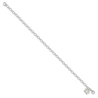 Sterling Silver Small Oval Rolo Link Anklet with Butterfly view 2