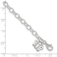 Sterling Silver Small Oval Rolo Link Anklet with Butterfly view 5