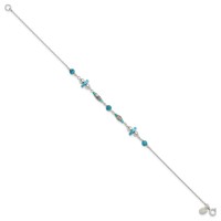 Sterling Silver Antiqued Turquoise Beaded Anklet view 3