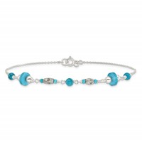 Sterling Silver Antiqued Turquoise Beaded Anklet view 5