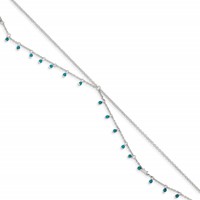 Sterling Silver Turquoise Beads Double Chain Anklet view 3