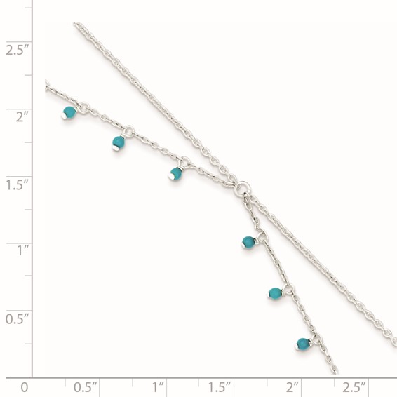 Sterling Silver Turquoise Beads Double Chain Anklet