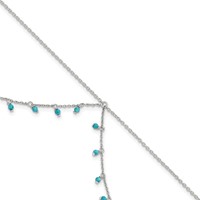 Sterling Silver Turquoise Beads Double Chain Anklet view 1