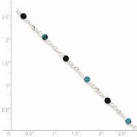Sterling Silver Onyx Turquoise Beads Anklet view 3