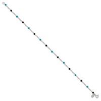 Sterling Silver Onyx Turquoise Beads Anklet view 2