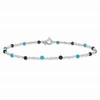 Sterling Silver Onyx Turquoise Beads Anklet view 4