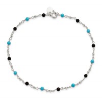 Sterling Silver Onyx Turquoise Beads Anklet view 5