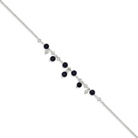Sterling Silver Shadow Crystal & Lapis Anklet - 9in view 2