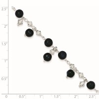 Sterling Silver Shadow Crystal & Lapis Anklet - 9in view 4
