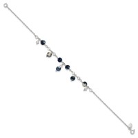 Sterling Silver Shadow Crystal & Lapis Anklet - 9in view 3