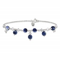 Sterling Silver Shadow Crystal & Lapis Anklet - 9in view 5