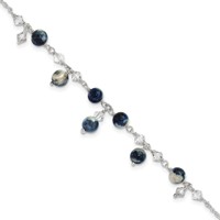 Sterling Silver Shadow Crystal & Lapis Anklet - 9in view 1