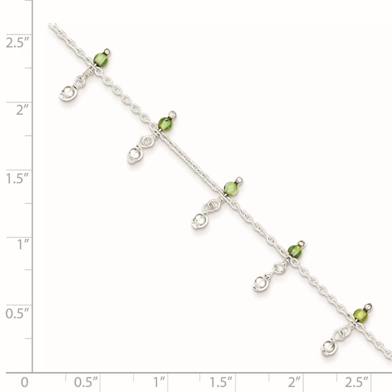 Sterling Silver Peridot Beads Anklet