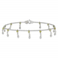 Sterling Silver Peridot Beads Anklet view 4