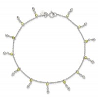 Sterling Silver Peridot Beads Anklet view 5