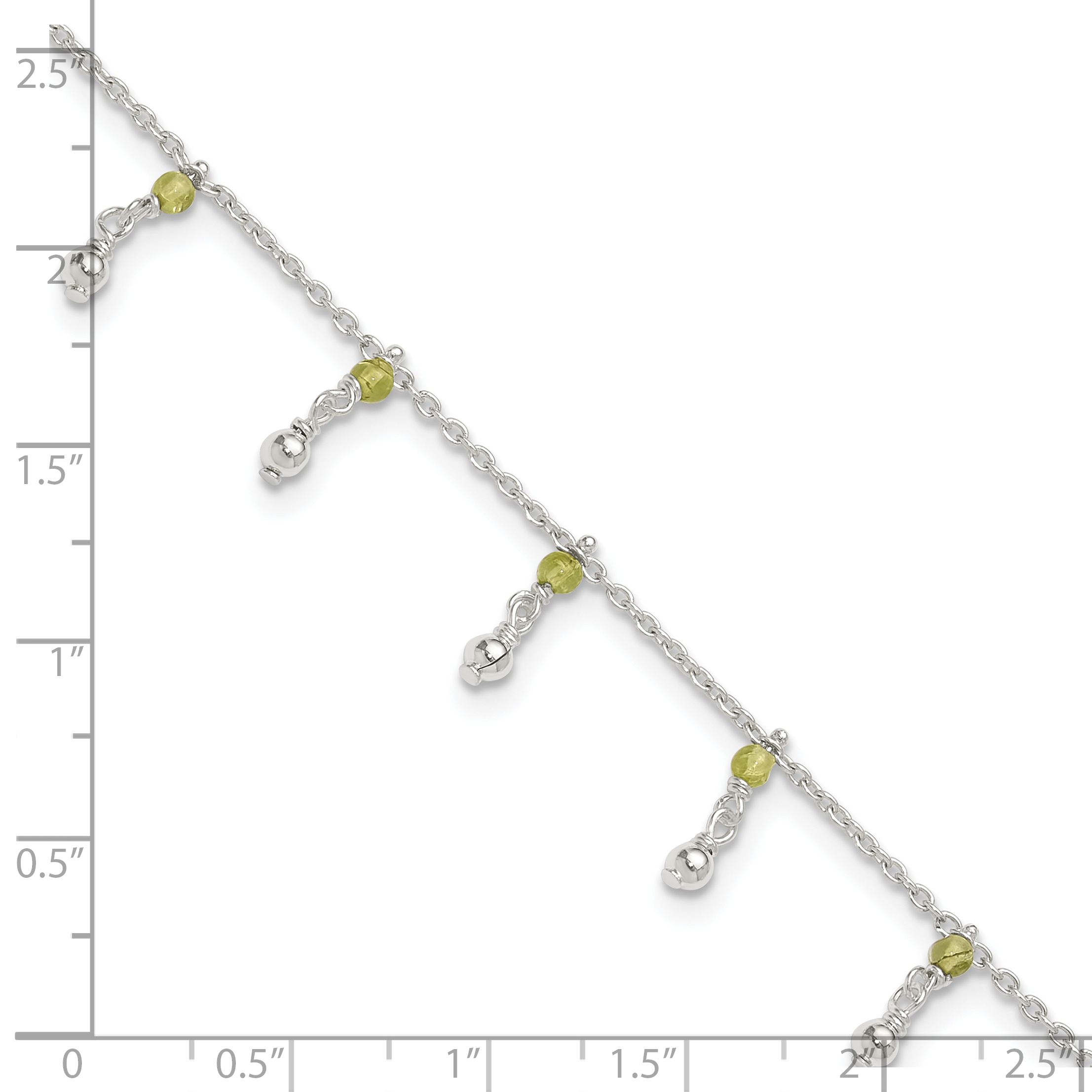 Silver Peridot Beads Anklet QG1398 - Picture 7 of 7