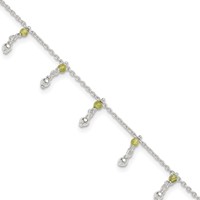 Sterling Silver Peridot Beads Anklet view 1