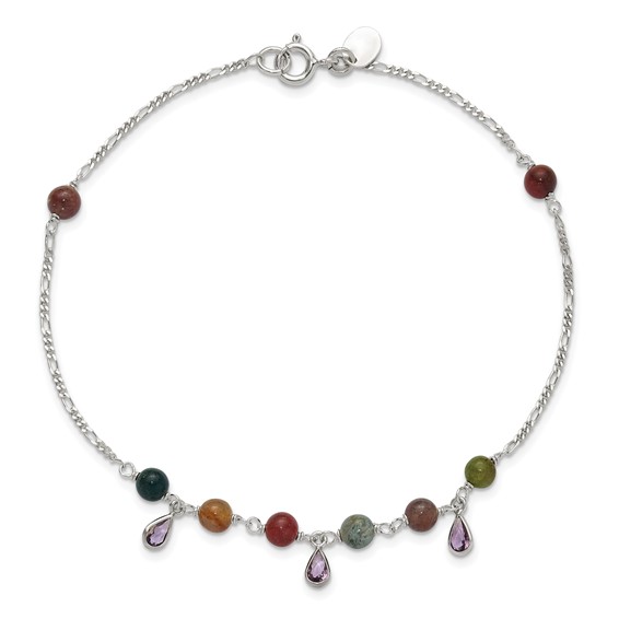 Sterling Silver Fancy Jasper Anklet Bracelet