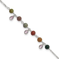 Sterling Silver Fancy Jasper Anklet Bracelet view 1