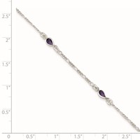 Sterling Silver Purple Glass Anklet view 2