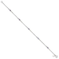 Sterling Silver Purple Glass Anklet view 3