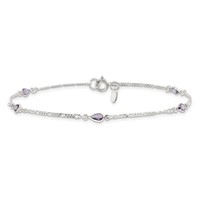 Sterling Silver Purple Glass Anklet view 4