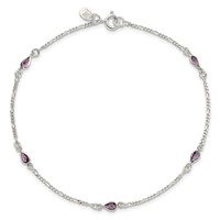 Sterling Silver Purple Glass Anklet view 5