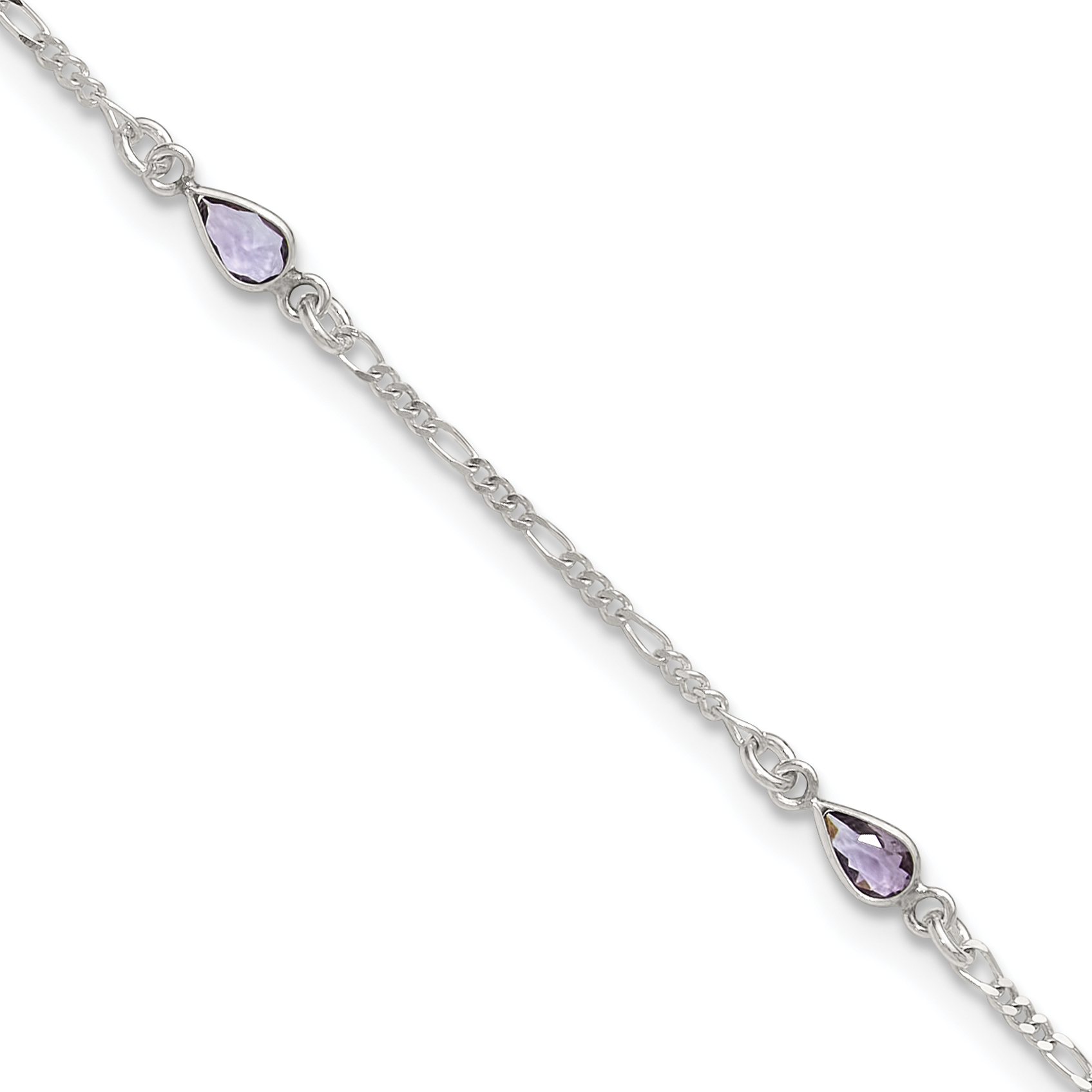 Sterling Silver Purple Glass Anklet (QG1403-9)