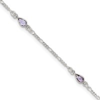 Sterling Silver Purple Glass Anklet view 1