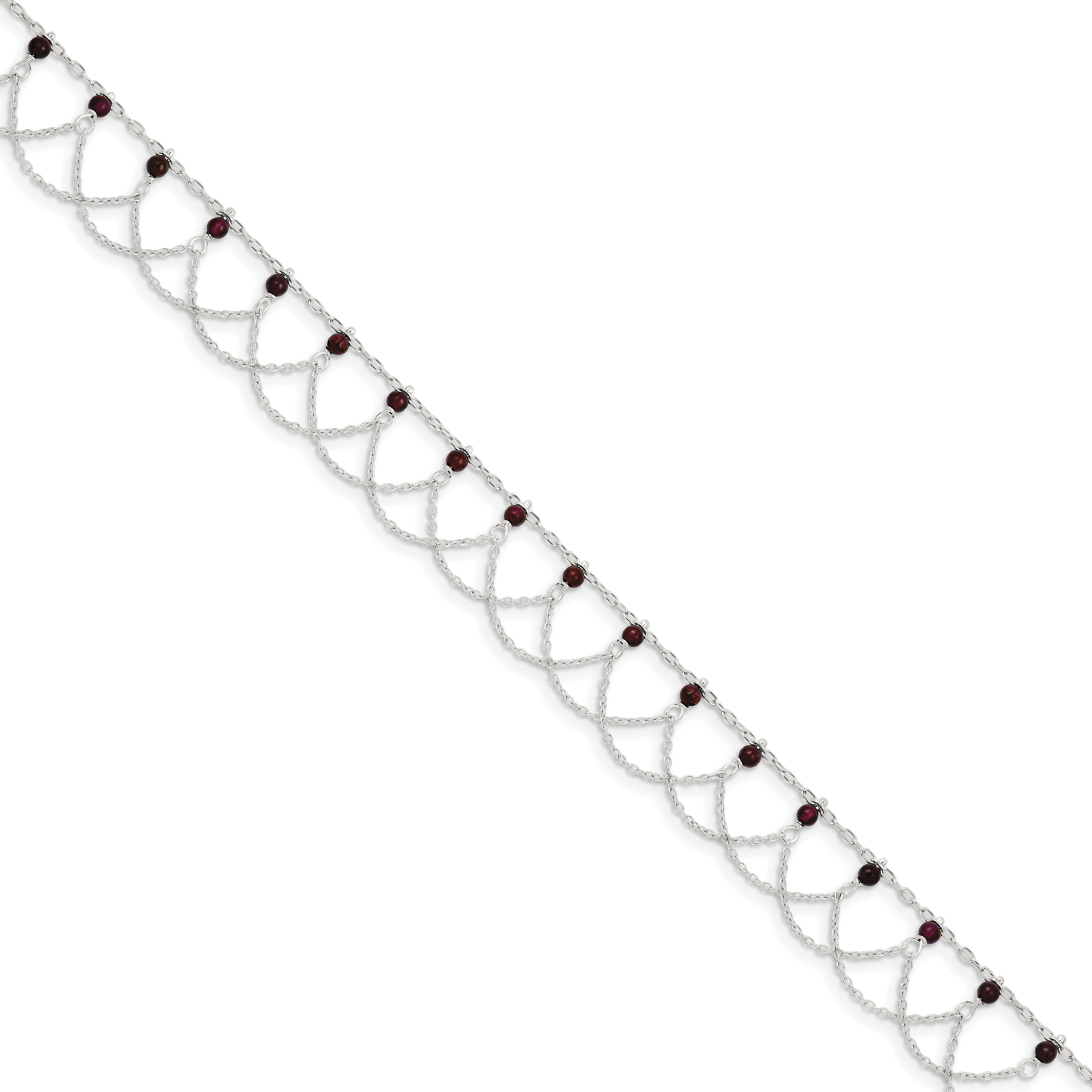 Silver Rhodolite Garnet Anklet QG1413 - Picture 4 of 8