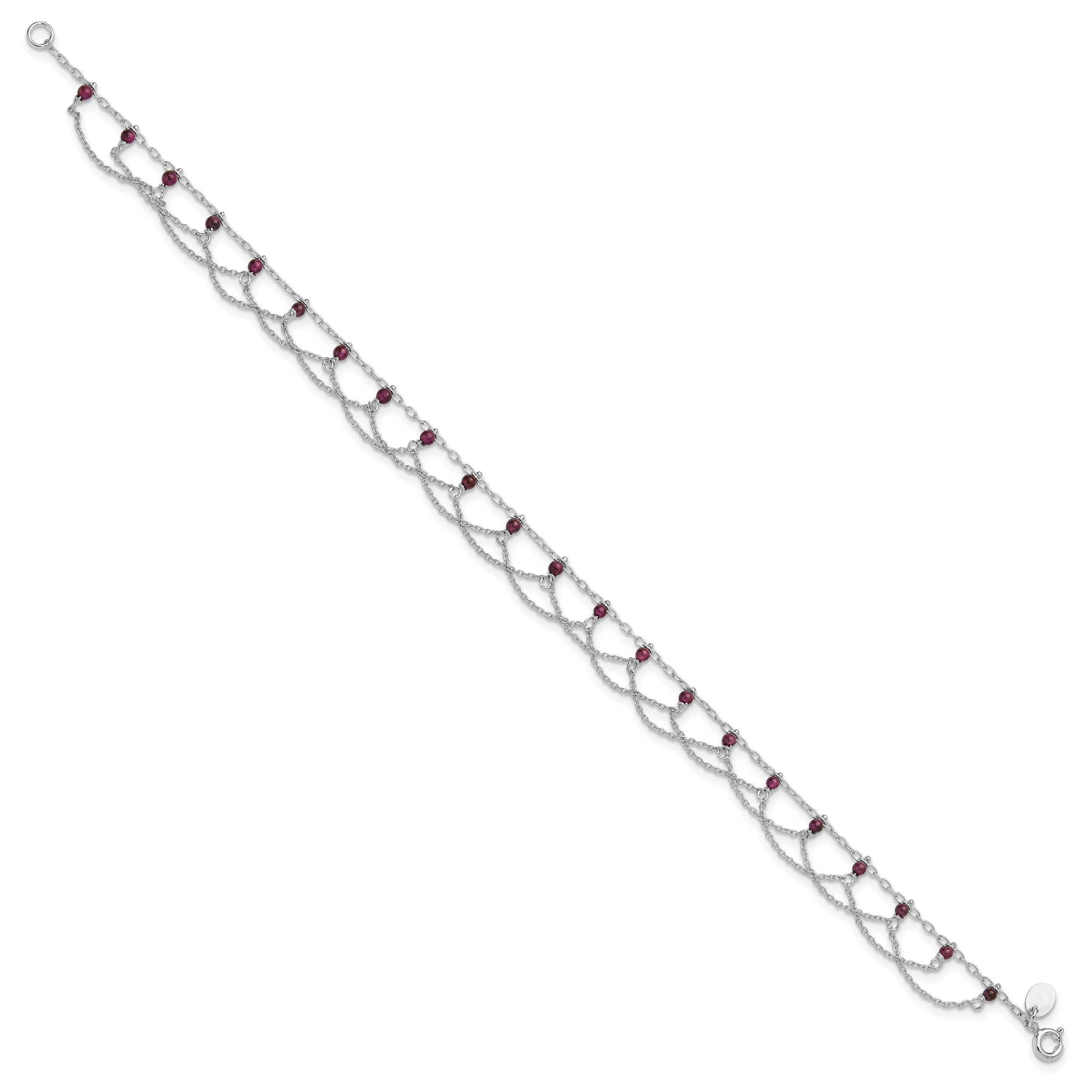 Silver Rhodolite Garnet Anklet QG1413 - Picture 2 of 8