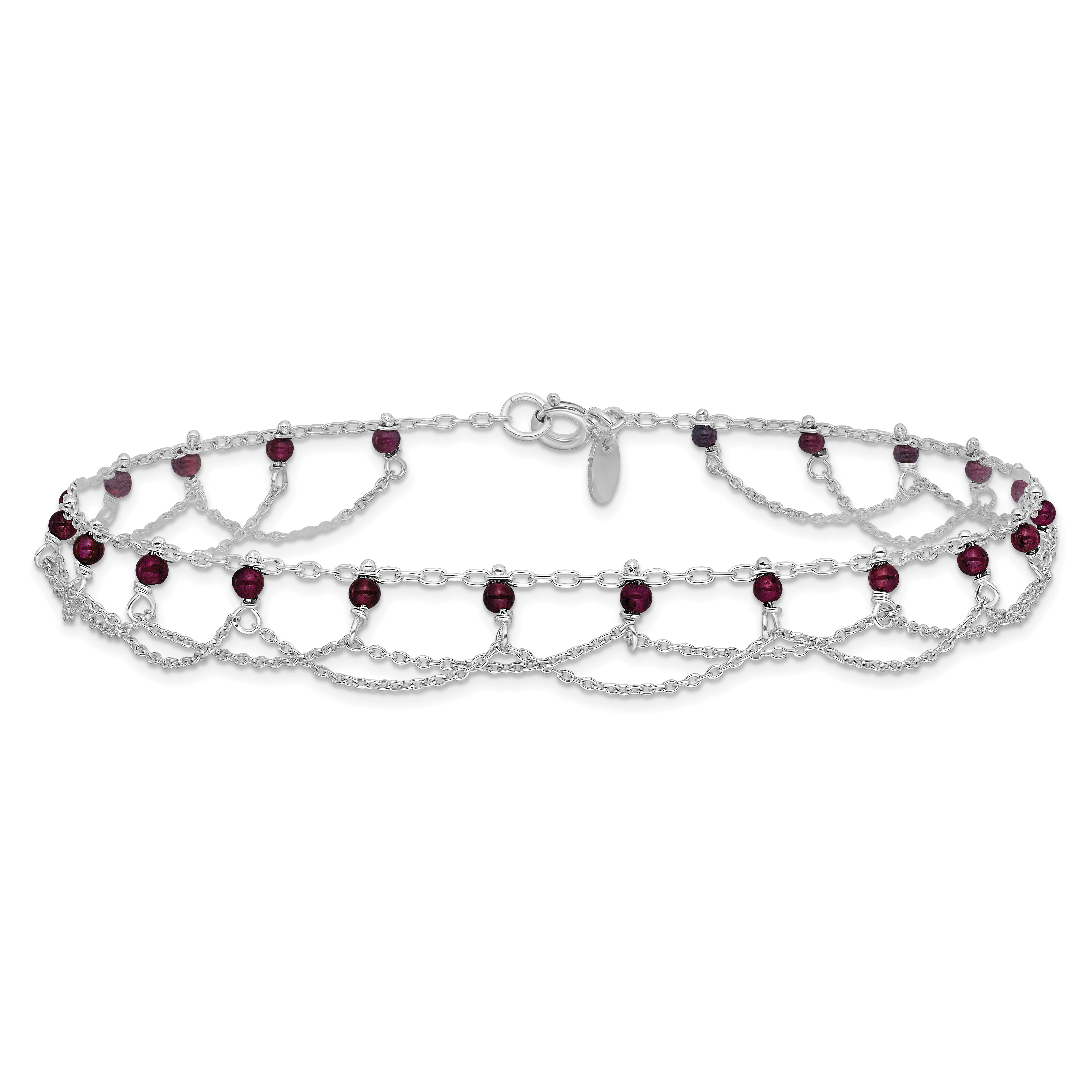 Silver Rhodolite Garnet Anklet QG1413 - Picture 3 of 8