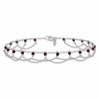 Sterling Silver Rhodolite Garnet Anklet view 3