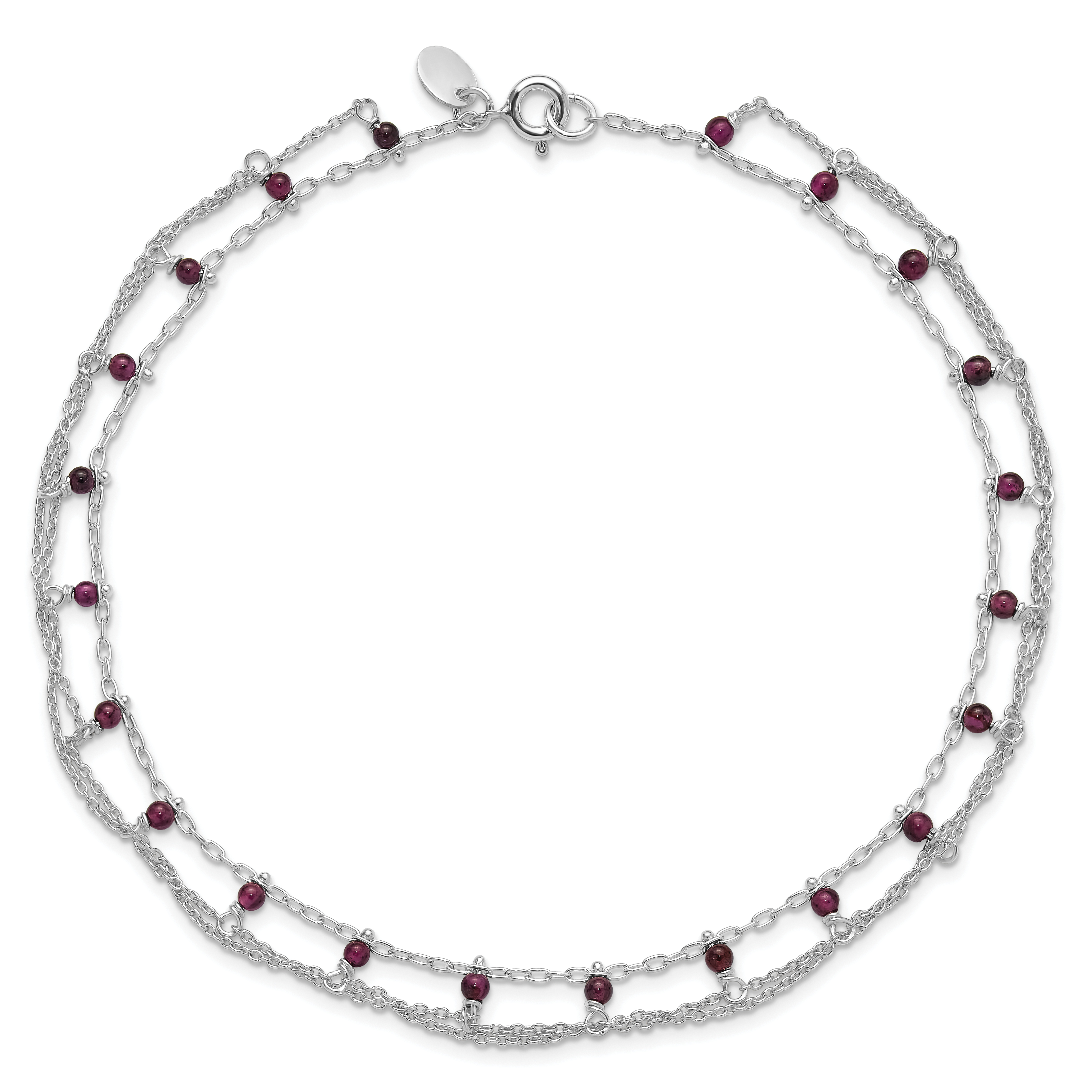 Silver Rhodolite Garnet Anklet QG1413 - Picture 6 of 8