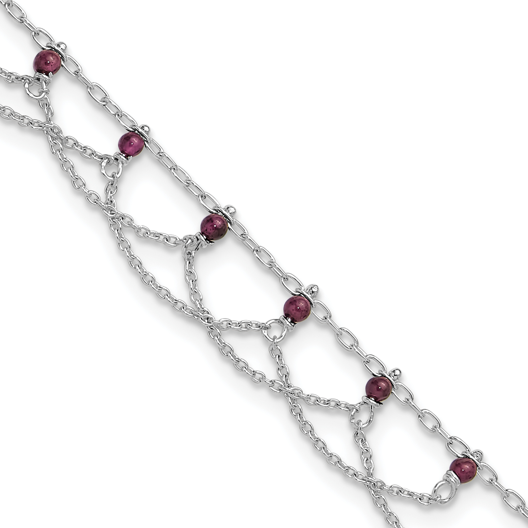 Silver Rhodolite Garnet Anklet QG1413 - Picture 1 of 8