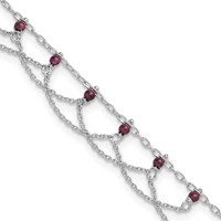 Sterling Silver Rhodolite Garnet Anklet view 1