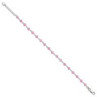 Sterling Silver Pink Glass Bead Anklet with Heart Dangle Plus 1 Inch Extender - Total 9 Inch, 8" view 3