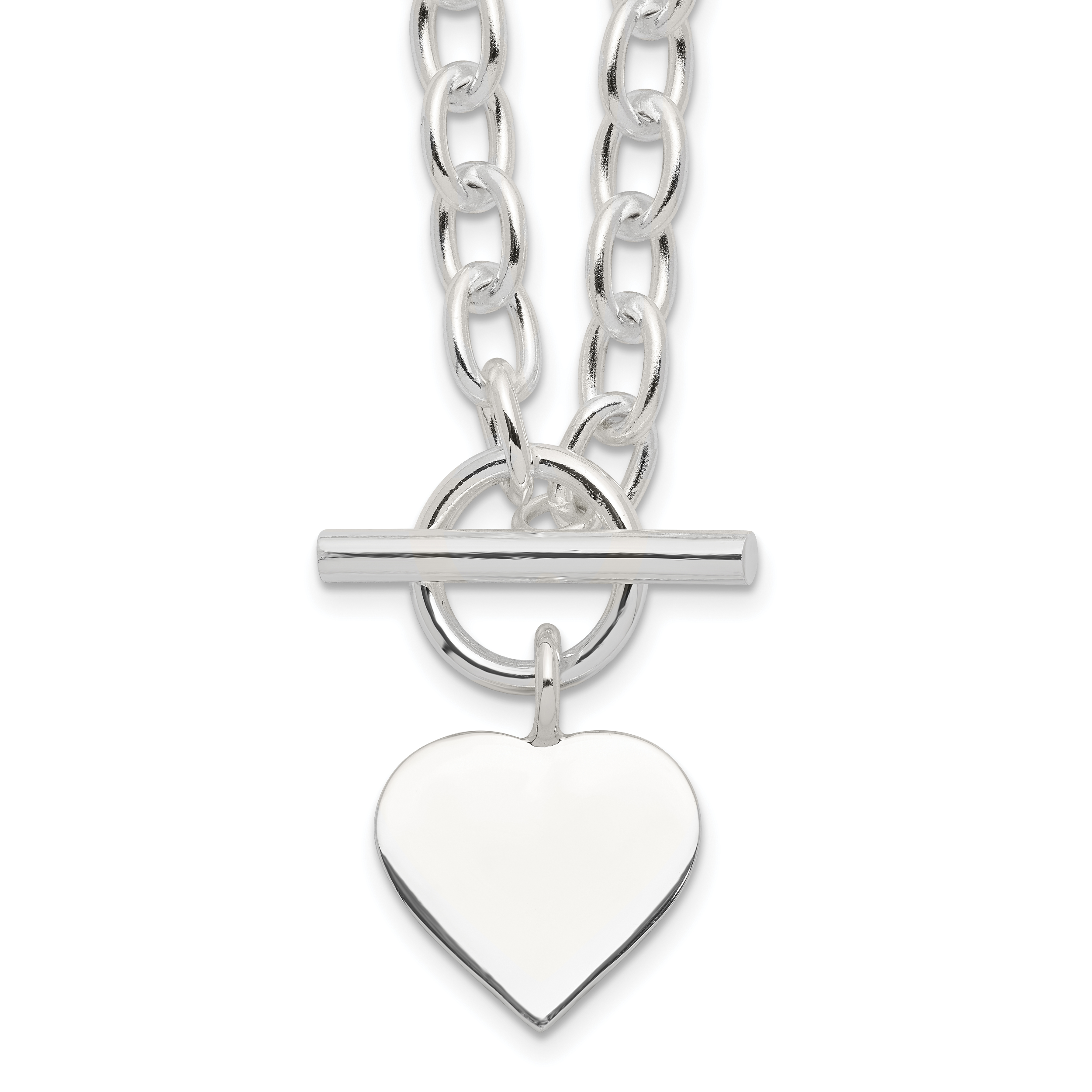 Sterling Silver Engraveable Heart Necklace (QG1436-18)