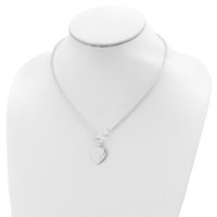 Sterling Silver Polished Engravable 29mm Double Heart Toggle Necklace, 18" view 4