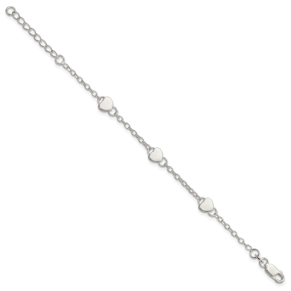 Sterling Silver Heart Childs 5 Inch Plus 1 Inch Ext. Bracelet (QG1445-6)