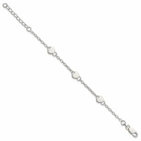 Sterling Silver Hearts Plus 1 Inch Extension Bracelet - 5in view 2