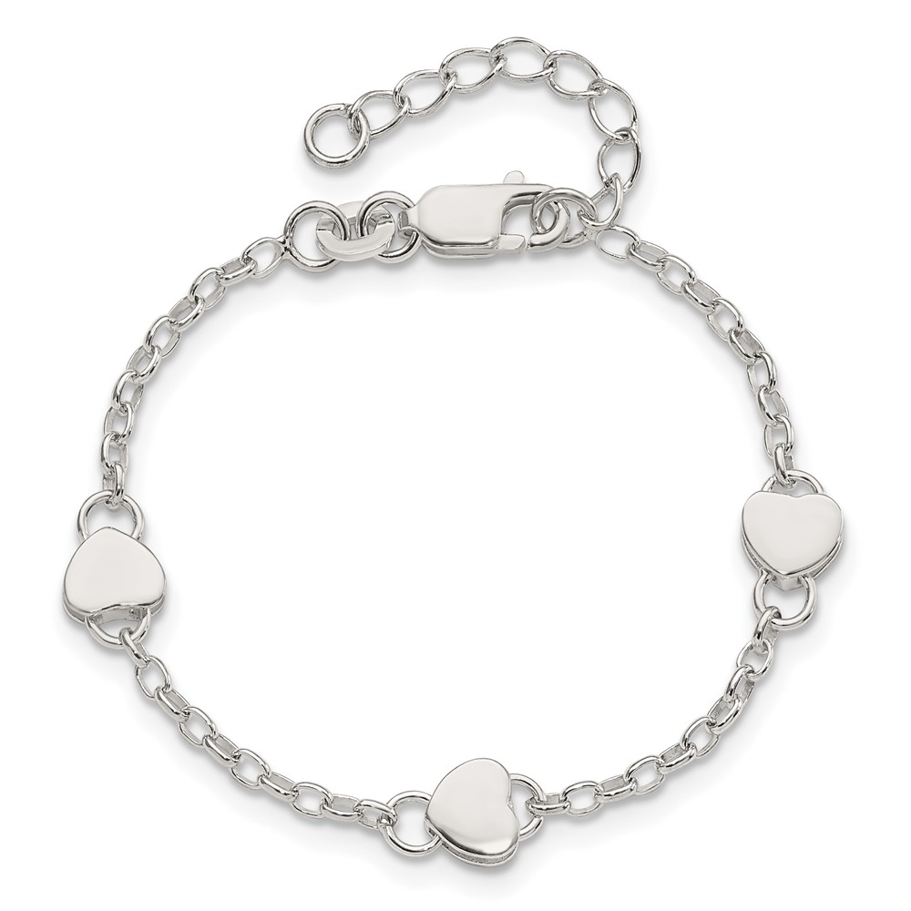 Sterling Silver Heart Childs 5 Inch Plus 1 Inch Ext. Bracelet (QG1445-6)