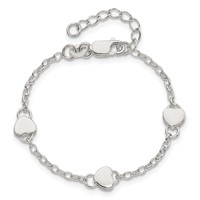 Sterling Silver Hearts Plus 1 Inch Extension Bracelet - 5in view 3